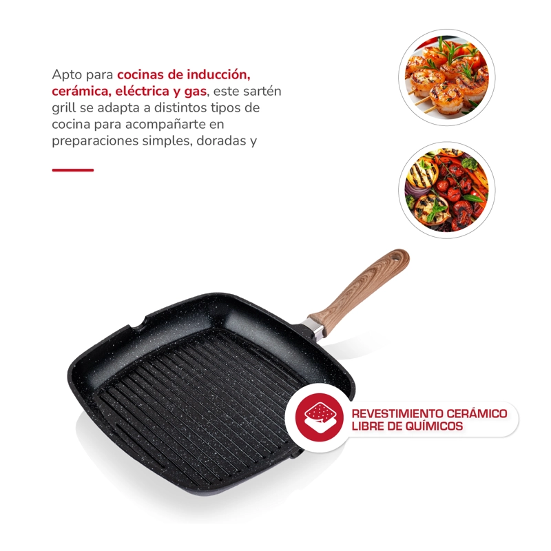 SARTE N GRILL ALUMINIO FUNDIDO 28CM TH-MS28NM - 4