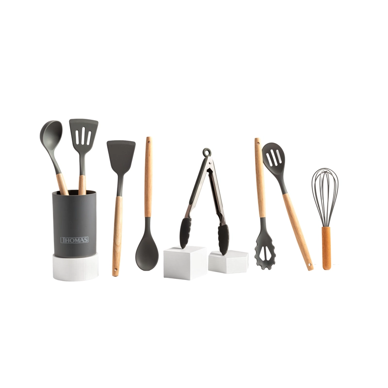 SET UTENSILIOS DE COCINA DE SILICONA 9PZAS TH-MUT09N - 1