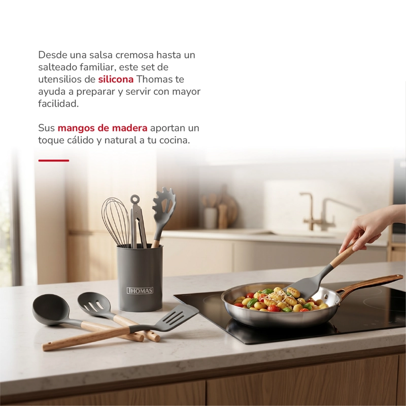 SET UTENSILIOS DE COCINA DE SILICONA 9PZAS TH-MUT09N - 4