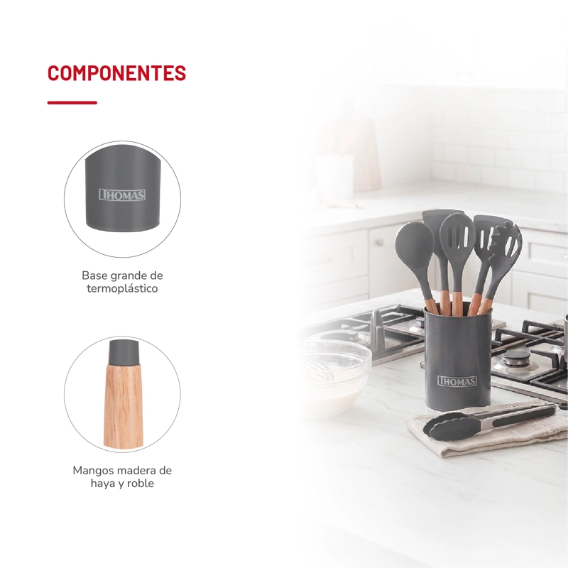 SET UTENSILIOS DE COCINA DE SILICONA 9PZAS TH-MUT09N - 5