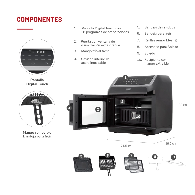 AIRFRYER ONEDOOR DIGITAL 13 TH-AF130DV - 5