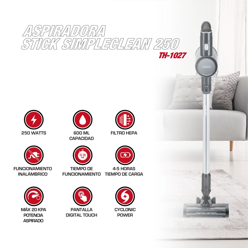 ASPIRADORA STICK SIMPLECLEAN 250 TH-1027 - 2