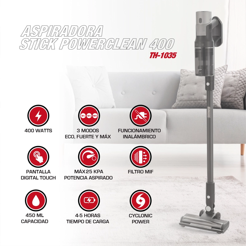 ASPIRADORA STICK POWERCLEAN 400 TH-1035 - 2