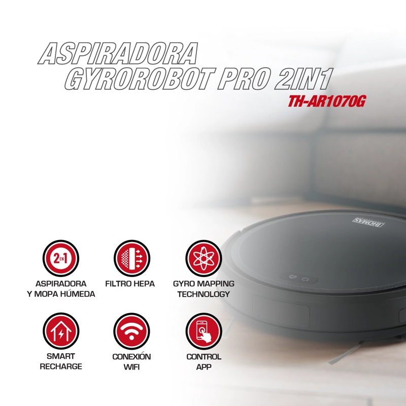 ASPIRADORA GYROROBOT PRO 2IN1 TH-AR1070G - 2