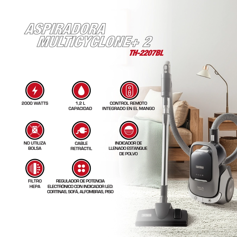 ASPIRADORA MULTICYCLONE+2 TH-2207BL - 2