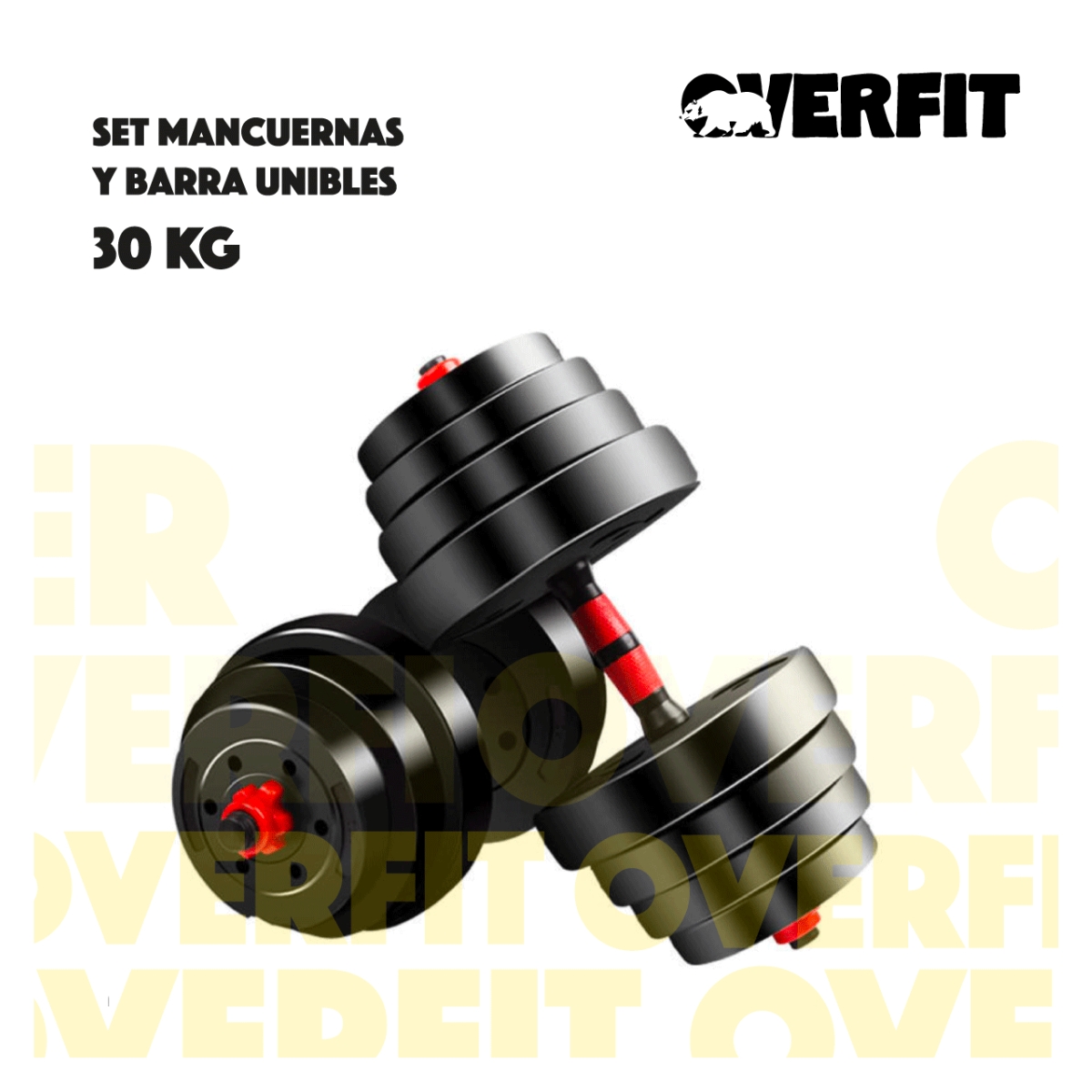 SET MANCUERNAS Y BARRA UNIBLES 30KG FITNESS PESAS AJUSTABLES - 7