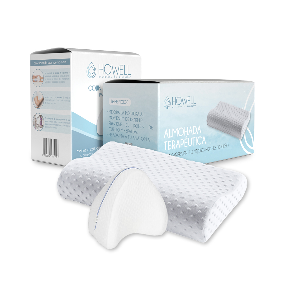 PACK ALMOHADA HOWELL ORTOPEDICA Y COJIN PIERNAS MEMORY TERAPEUTICAS