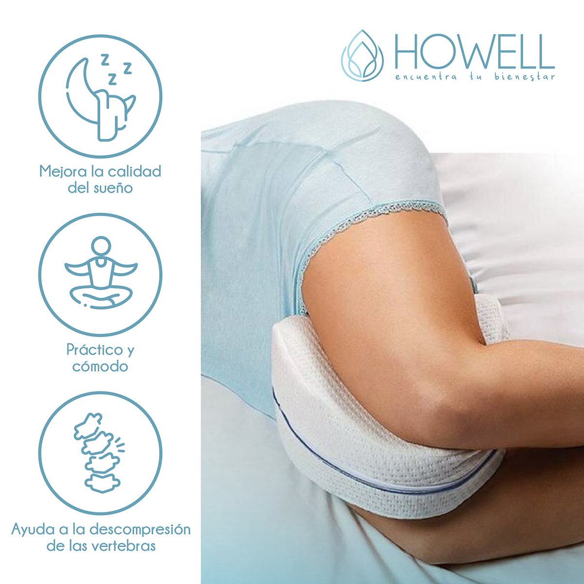 PACK ALMOHADA HOWELL ORTOPÉDICA Y COJÍN PIERNAS MEMORY TERAPEUTICAS - 5
