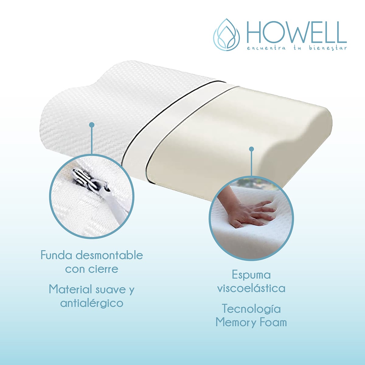 PACK ALMOHADA HOWELL ORTOPÉDICA Y COJÍN PIERNAS MEMORY TERAPEUTICAS - 8