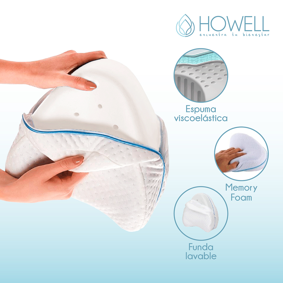 PACK ALMOHADA HOWELL ORTOPÉDICA Y COJÍN PIERNAS MEMORY TERAPEUTICAS - 9