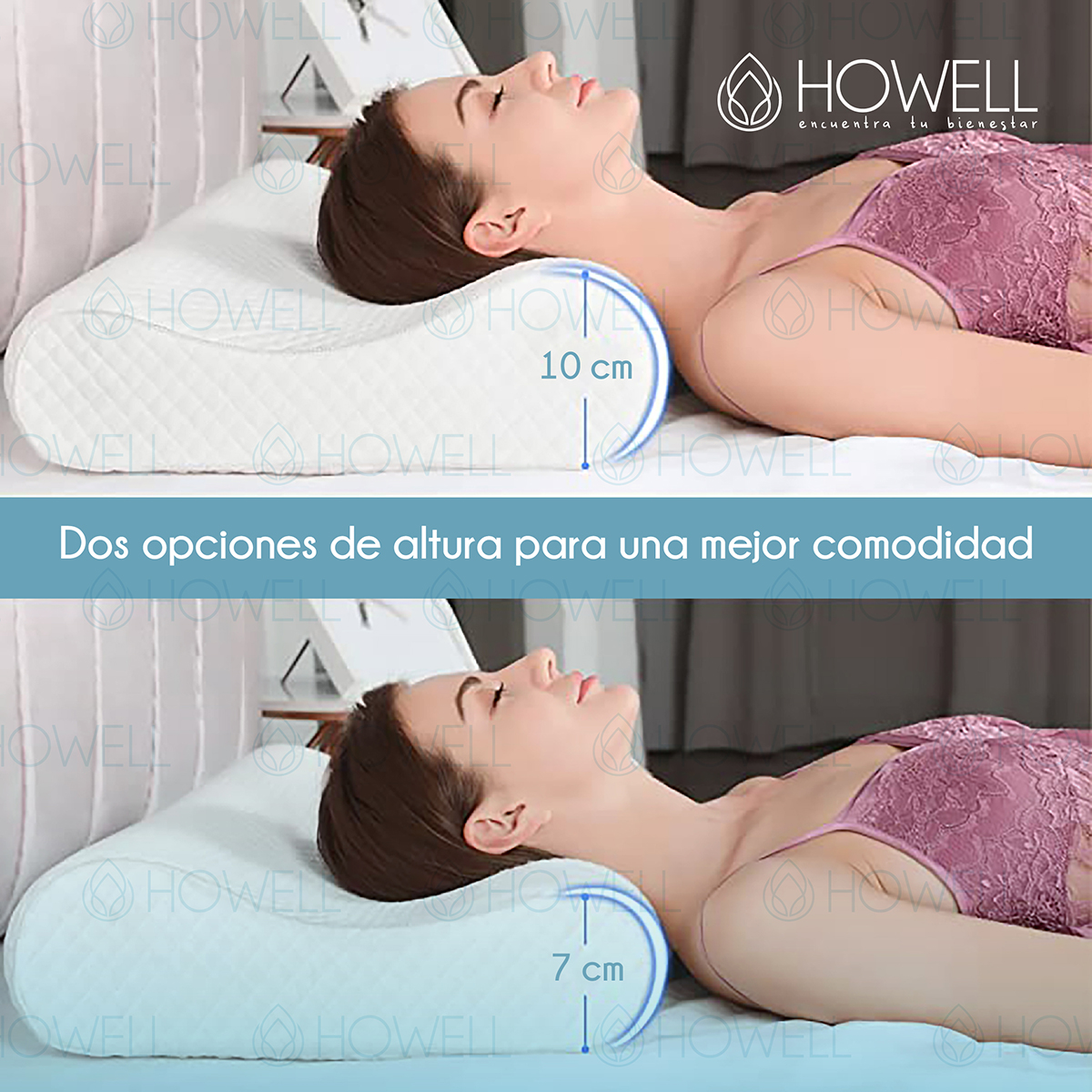 PACK X2 ALMOHADA HOWELL MEMORY CERVICAL ORTOPÉDICA CON MEMORIA - 4
