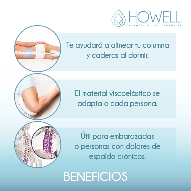 PACK X2 ALMOHADA HOWELL MEMORY PIERNAS COJÍN ORTOPÉDICO MEMORY - 5