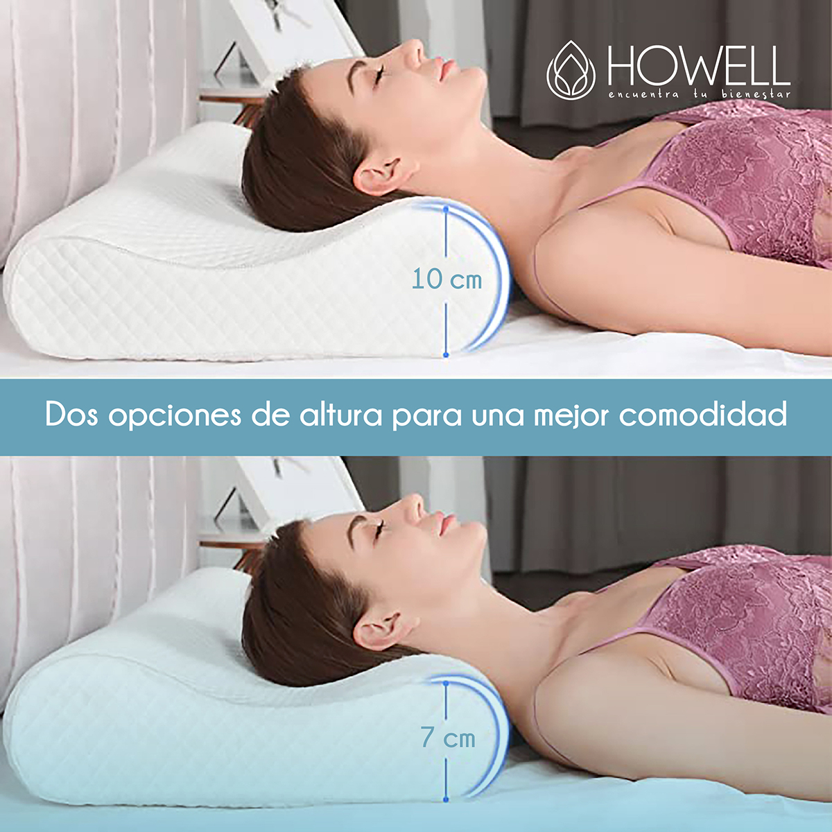 ALMOHADA HOWELL CERVICAL VISCOELÁSTICA FLEX MEMORIA DORMIR DESCANSO - 7