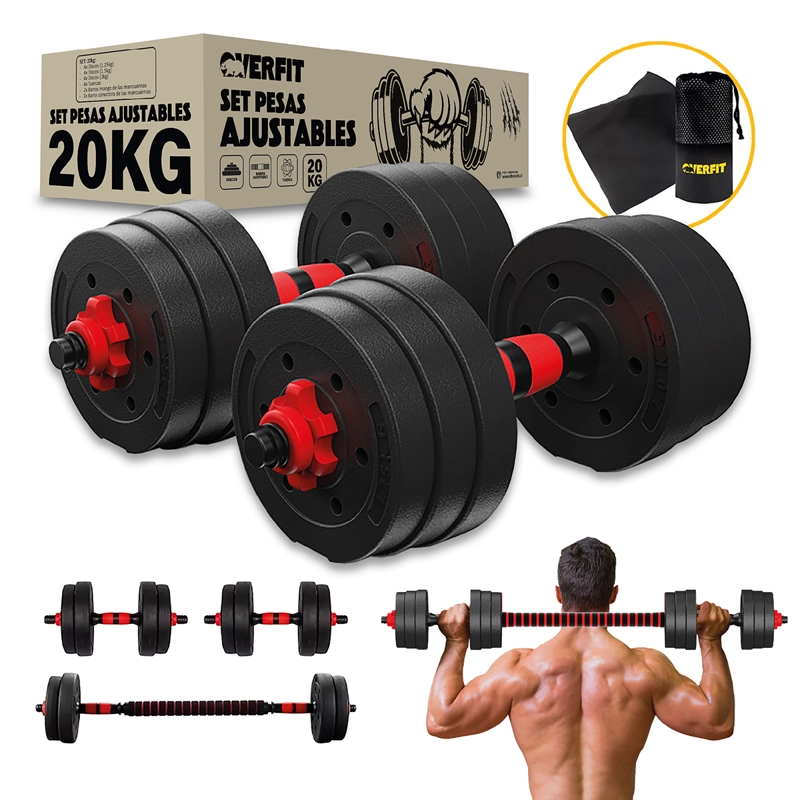 SET MANCUERNAS Y BARRA OVERFIT PVC 19 KG UNIBLES 20 FITNESS PESAS AJUSTABLES - 1