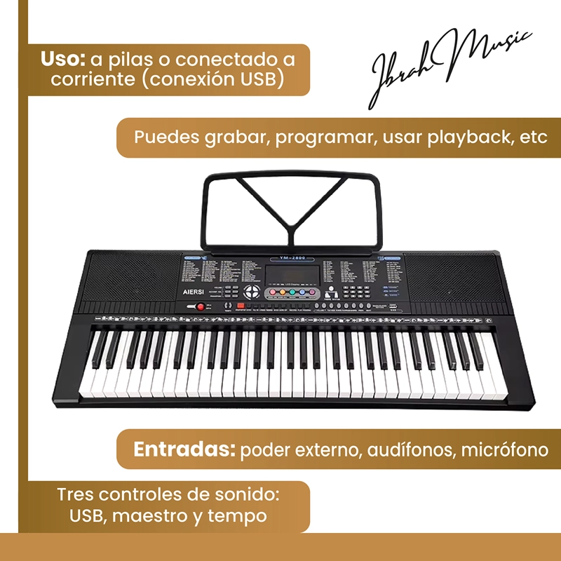 PIANO ELE CTRICO YONGMEI 61 TECLAS TECLADO MUSICAL USB - 3