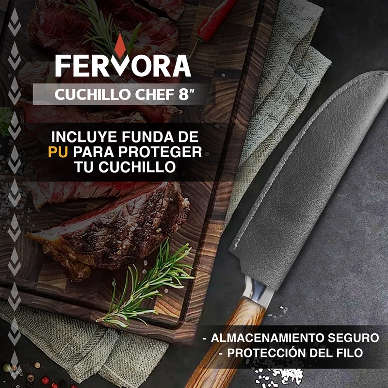 CUCHILLO CHEF 21 CM FERVORA PROFESIONAL DE COCINA ACERO INOX - 4