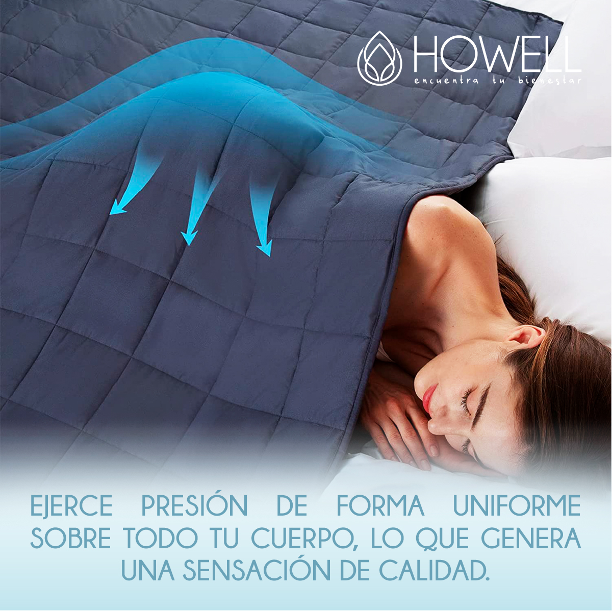 MANTA HOWELL GRAVEDAD PESADA SINGLE 8KG TRASTORNOS SUEÑO 31 X 12 CM GRIS - 6