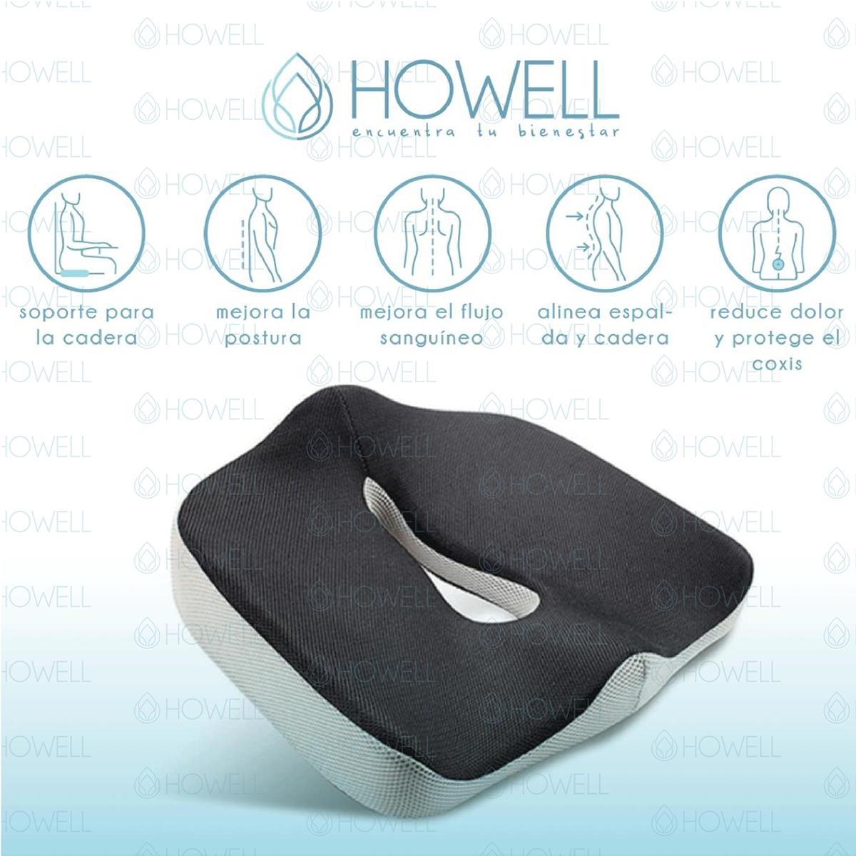 COJÍN HOWELL ORTOPÉDICO ASIENTO LUMBAR ANTIDESLIZANTE - 4