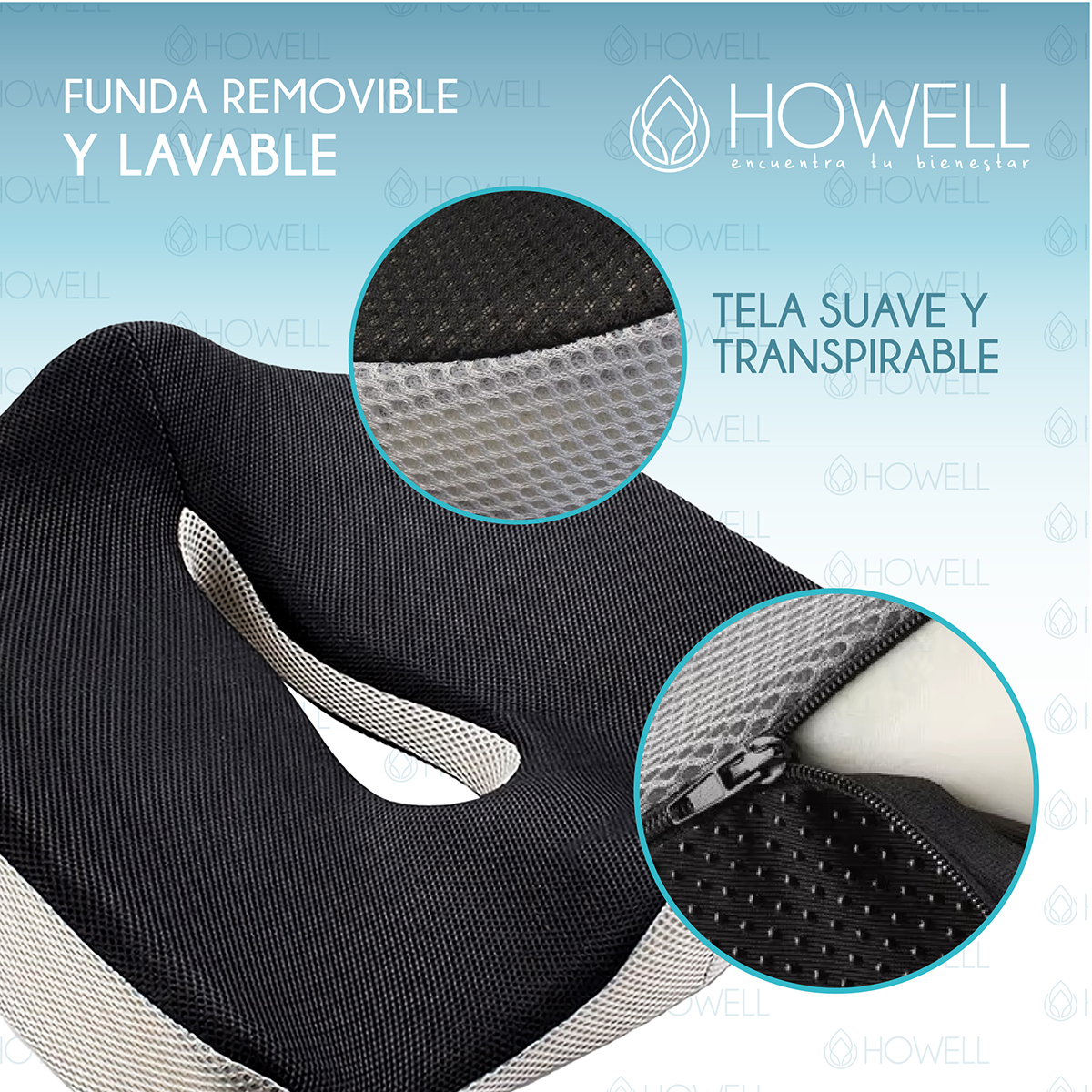 COJÍN HOWELL ORTOPÉDICO ASIENTO LUMBAR ANTIDESLIZANTE - 7