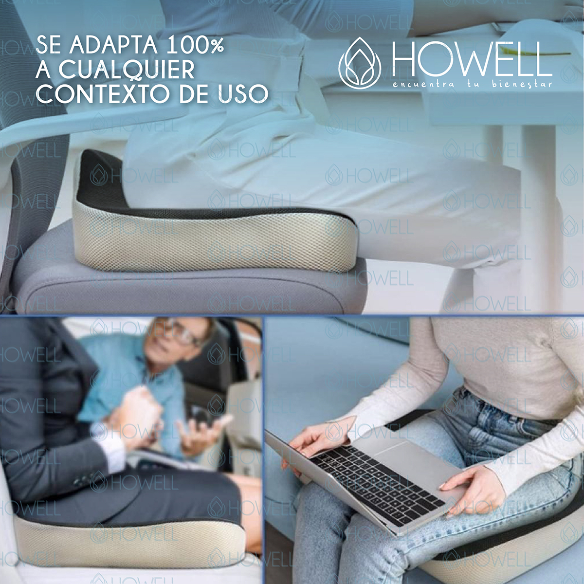 COJÍN HOWELL ORTOPÉDICO ASIENTO LUMBAR ANTIDESLIZANTE - 9