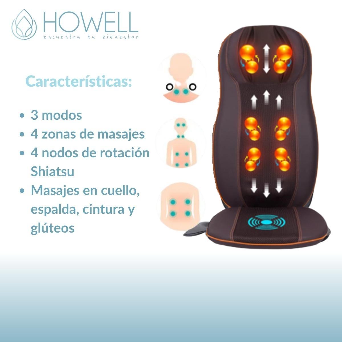 ASIENTO MASAJEADOR SHIATSU HOWELL CON CALOR ESPALDA CUELLO - 3
