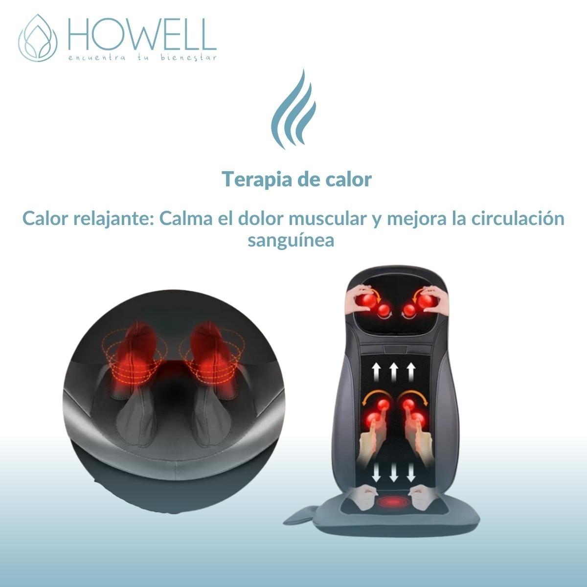 ASIENTO MASAJEADOR SHIATSU HOWELL CON CALOR ESPALDA CUELLO - 4