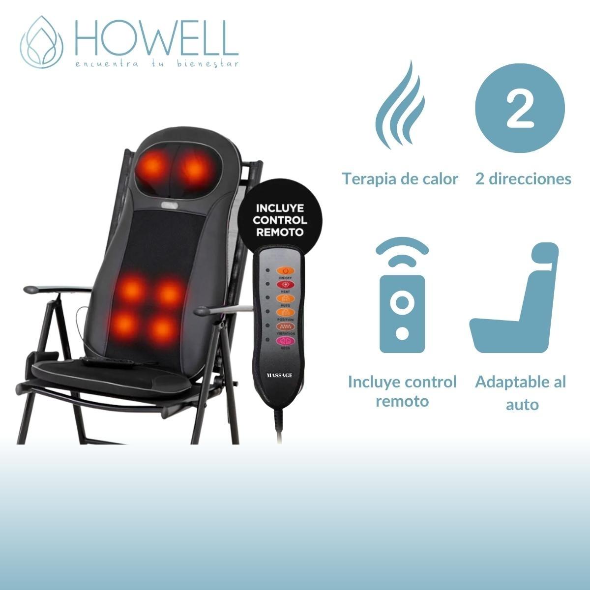 ASIENTO MASAJEADOR SHIATSU HOWELL CON CALOR ESPALDA CUELLO - 5