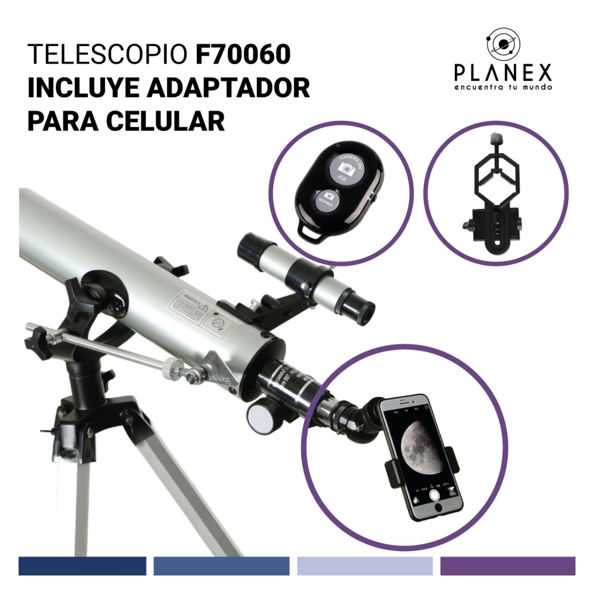 TELESCOPIO ASTRONOMICO MONOCULAR F70060 PLANEX + SOPORTE - 4