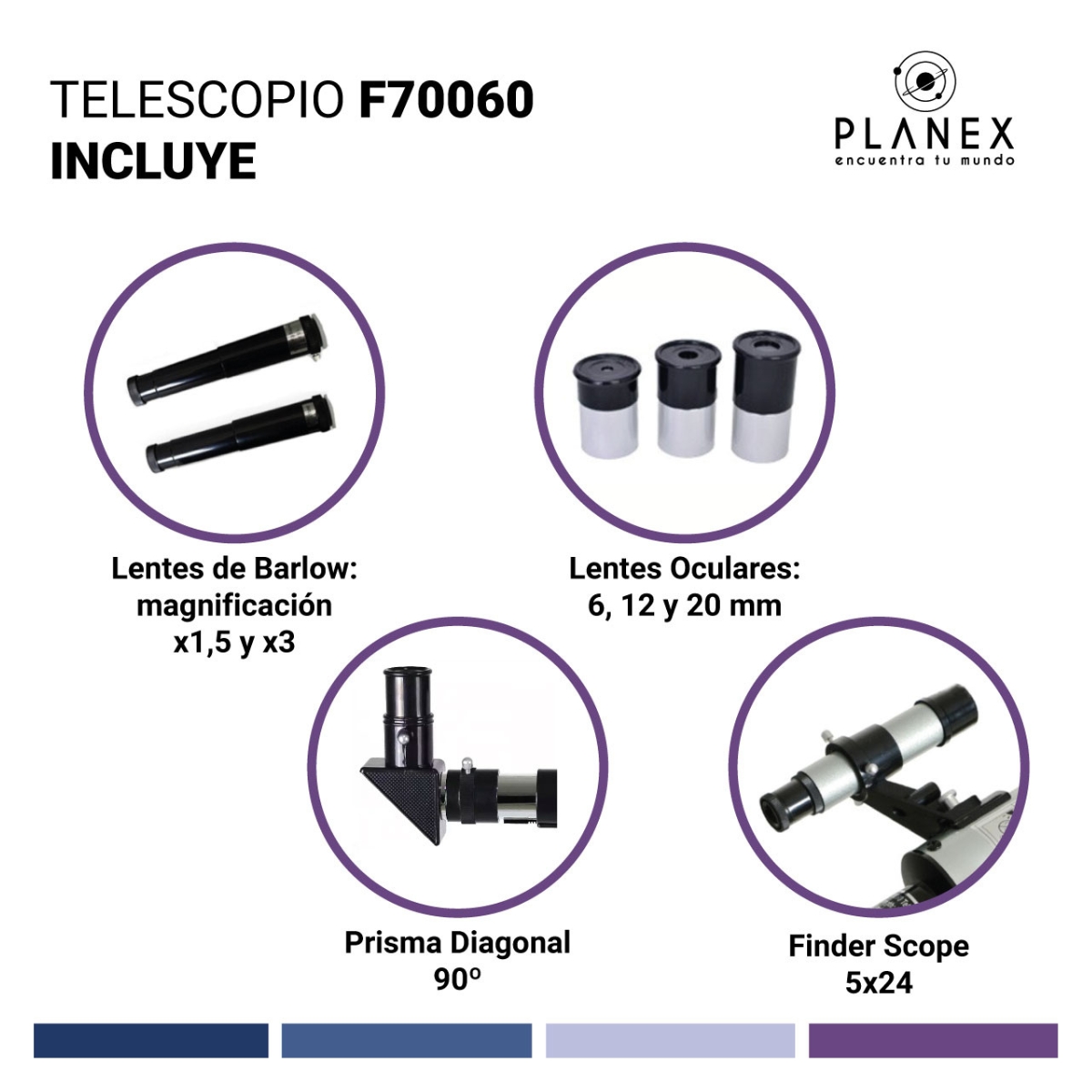 TELESCOPIO ASTRONOMICO MONOCULAR F70060 PLANEX + SOPORTE - 5