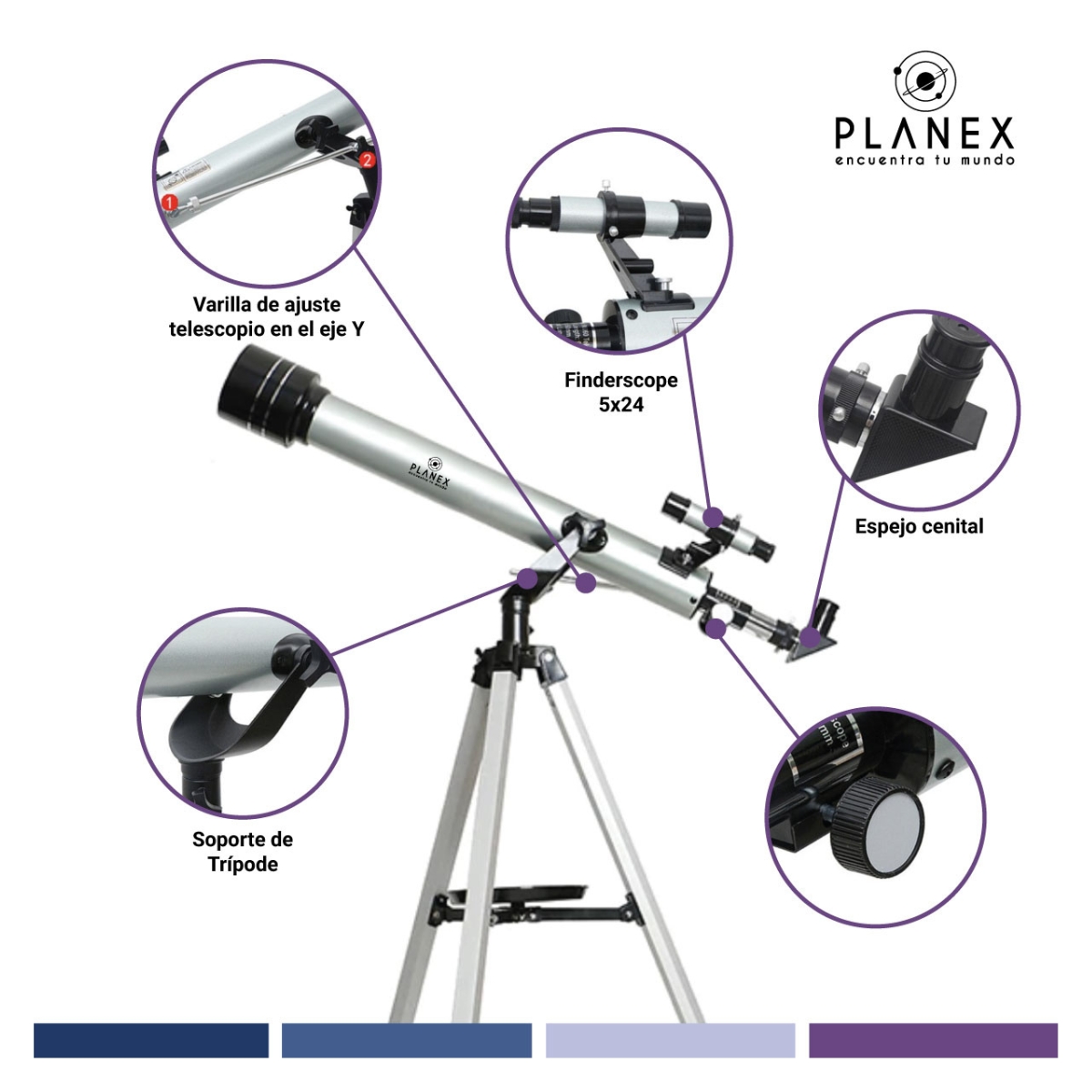 TELESCOPIO ASTRONOMICO MONOCULAR F70060 PLANEX + SOPORTE - 6