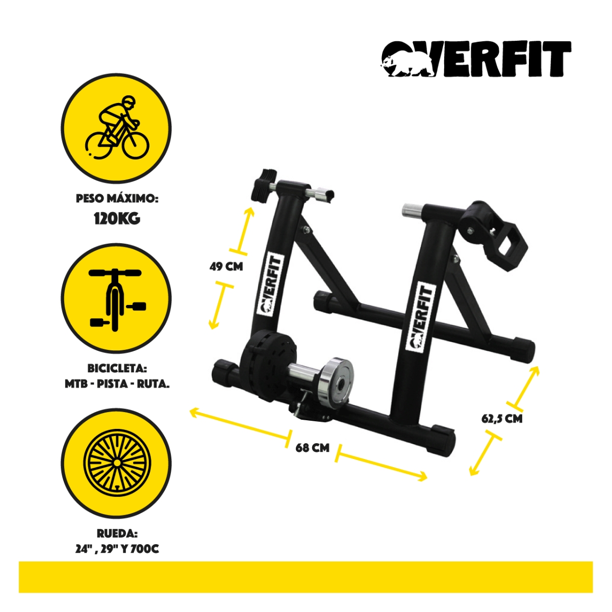 RODILLO MAGNÉTICO OVERFIT ARO 29 BICICLETA CICLISMO ENTRENAMIENTO - 5