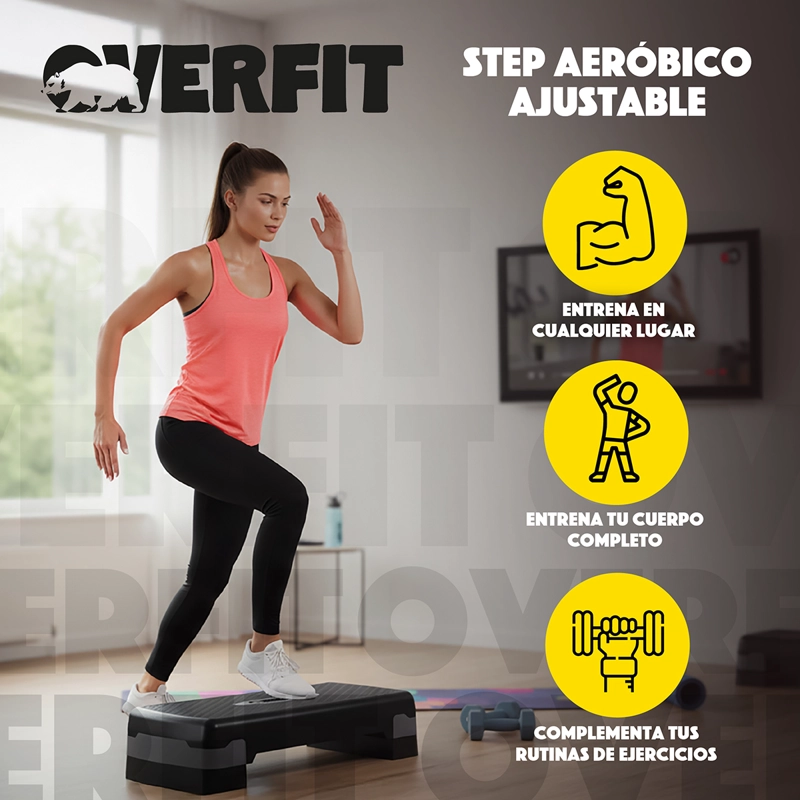 STEP AERÓBICO OVERFIT AJUSTABLE 2 NIVELES ANTIDESLIZANTE - 3