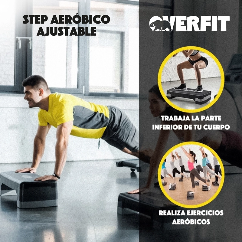STEP AERÓBICO OVERFIT AJUSTABLE 2 NIVELES ANTIDESLIZANTE - 5