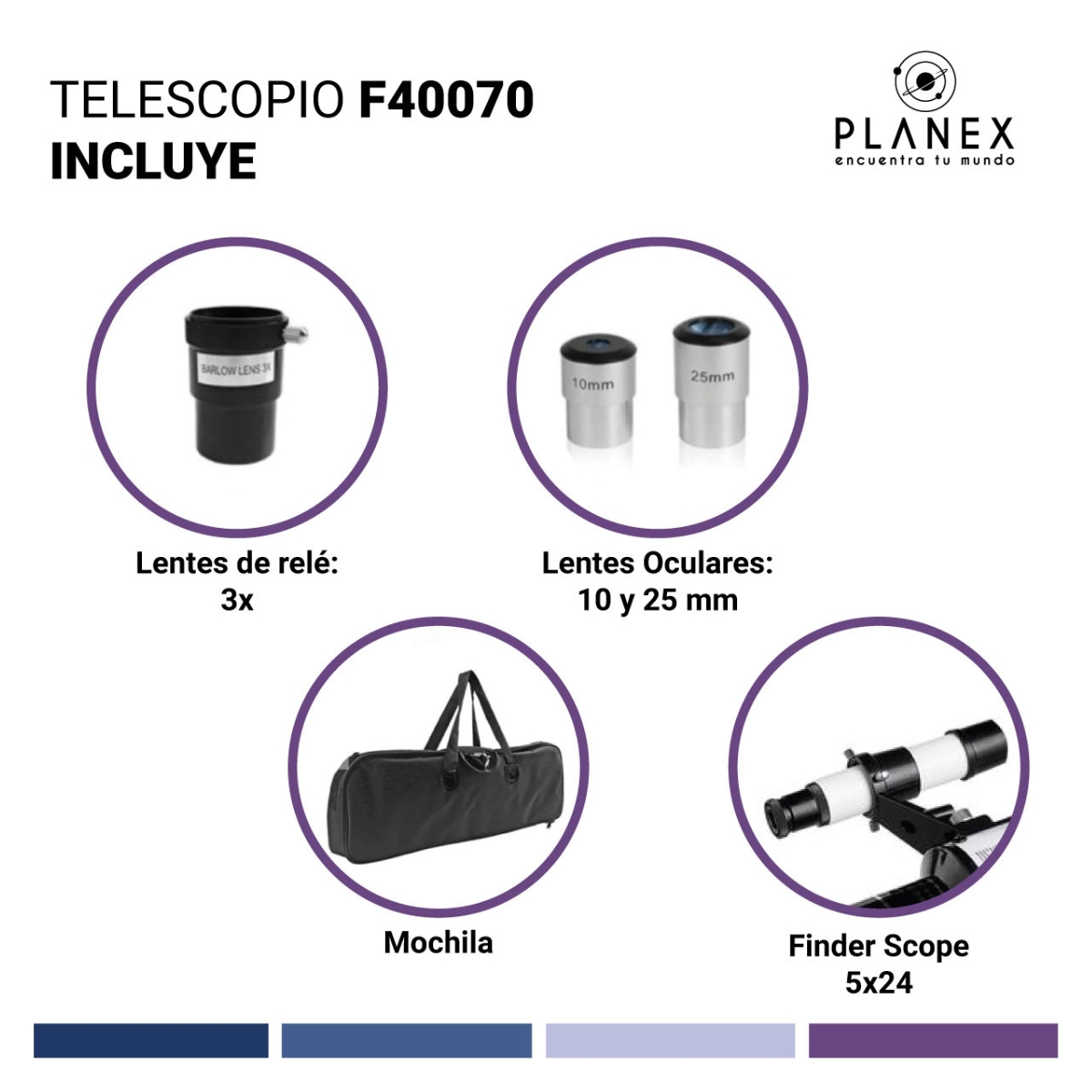 TELESCOPIO ASTRONOMICO MONOCULAR F40070 PLANEX + SOPORTE - 4