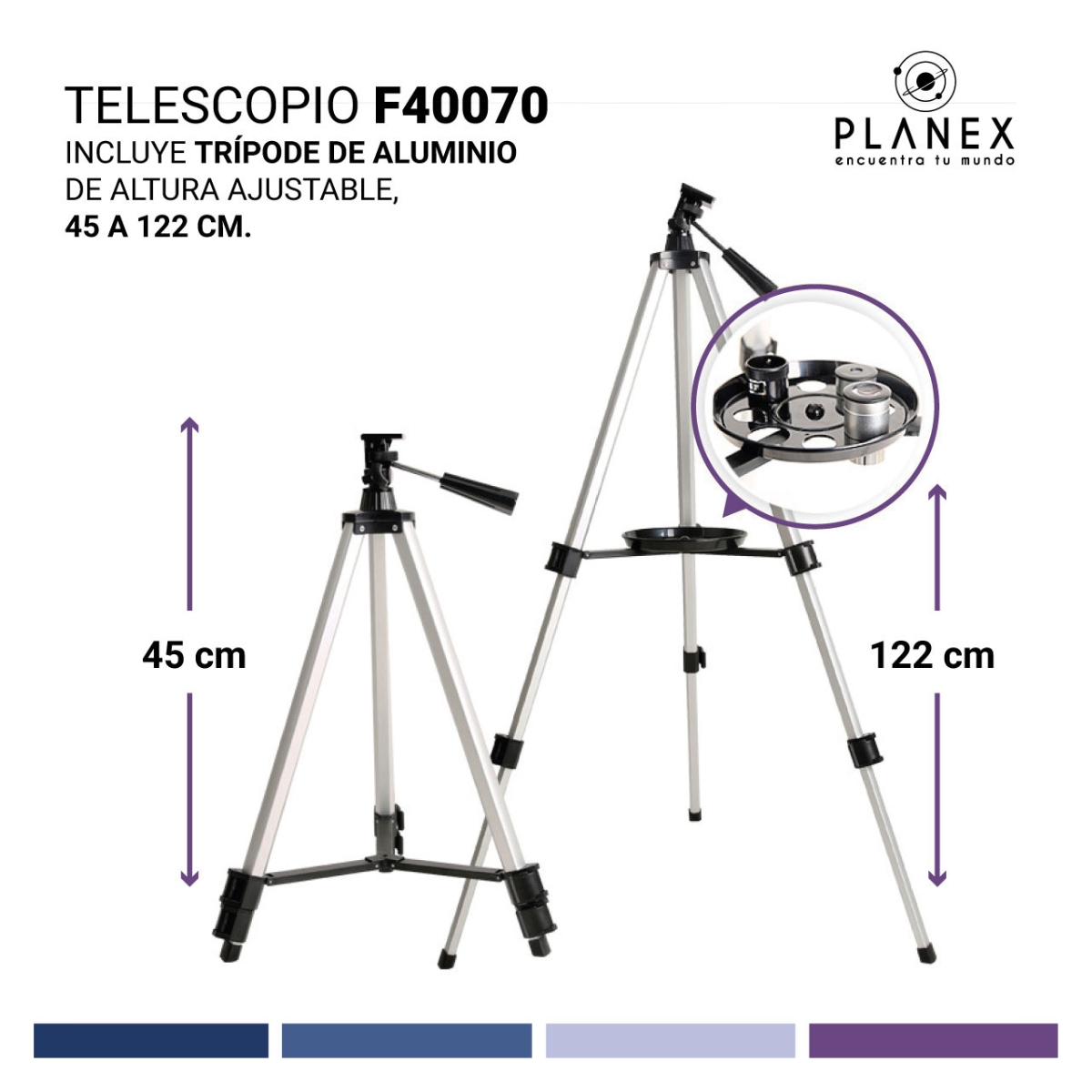 TELESCOPIO ASTRONOMICO MONOCULAR F40070 PLANEX + SOPORTE - 7