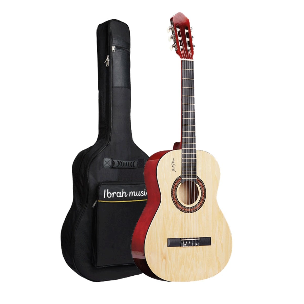 GUITARRA ACÚSTICA IBRAH MUSIC CLÁSICA IBRAH 39 PULGADAS COLORES + FUNDA - 1
