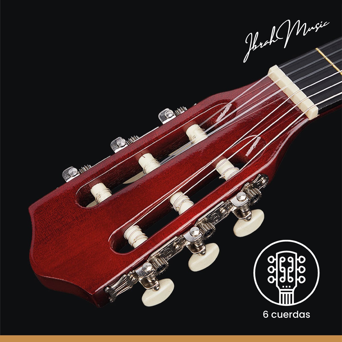 GUITARRA ACÚSTICA IBRAH MUSIC CLÁSICA IBRAH 39 PULGADAS COLORES + FUNDA - 7