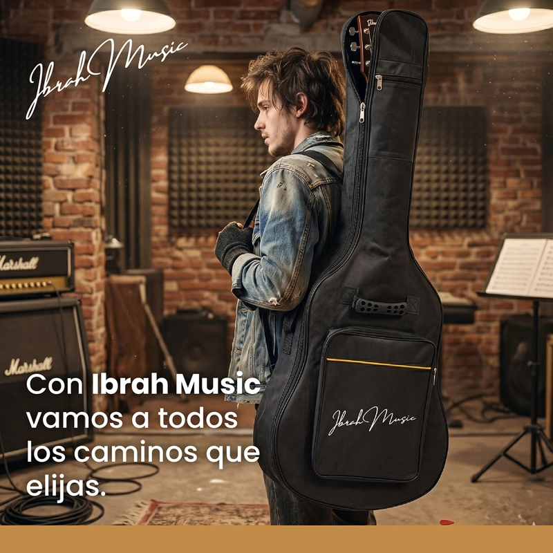 FUNDA IBRAH MUSIC PARA GUITARRA 39 PULGADAS BOLSO DE TRANSPORTE - 7