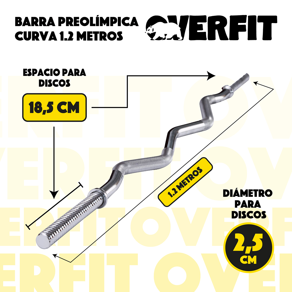BARRA PREOLIMPICA Z 4.2 KG OVERFIT 120 CM CROMADA FITNESS - 4