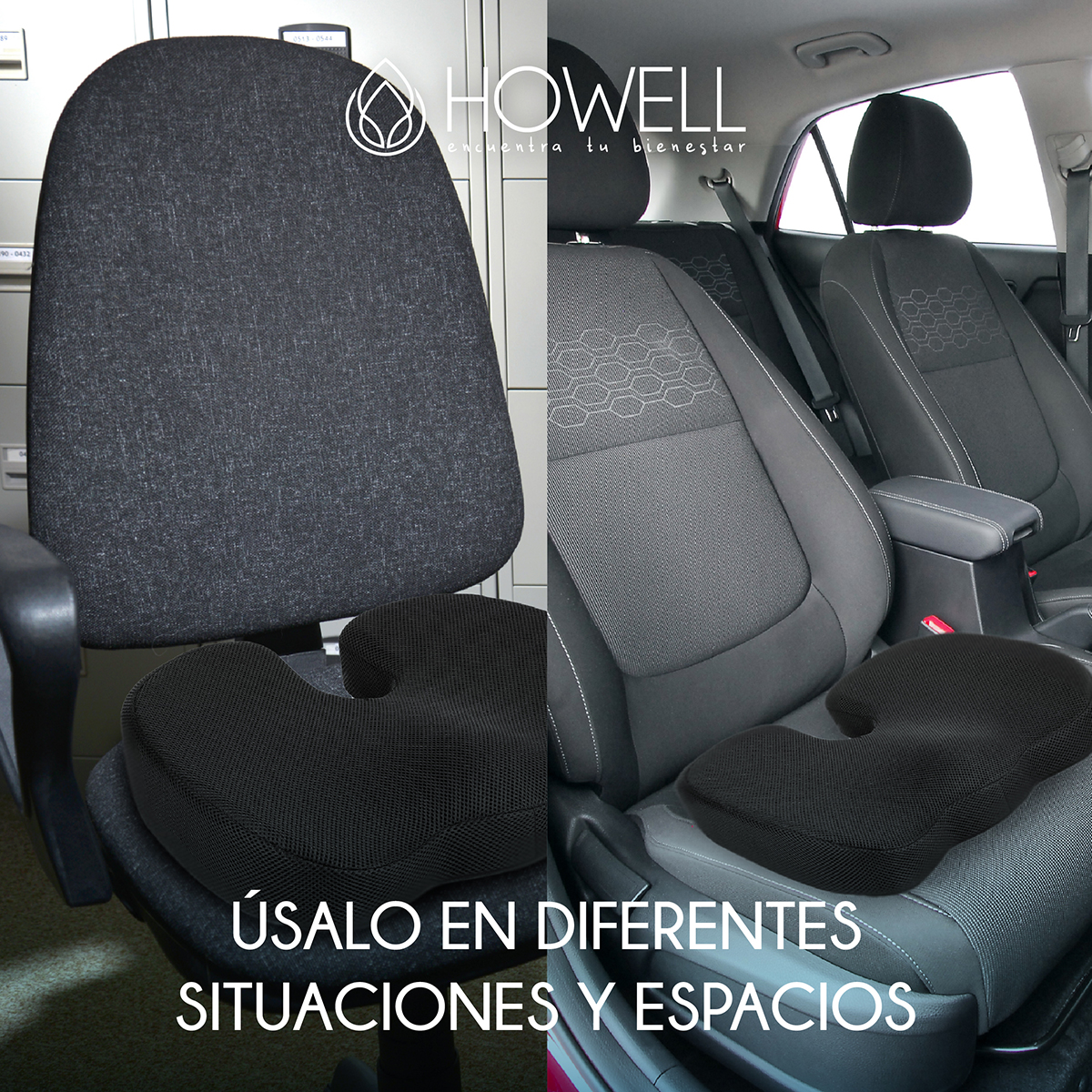 COJÍN HOWELL LUMBAR ORTOPÉDICO VISCOELÁSTICO ASIENTO - 7