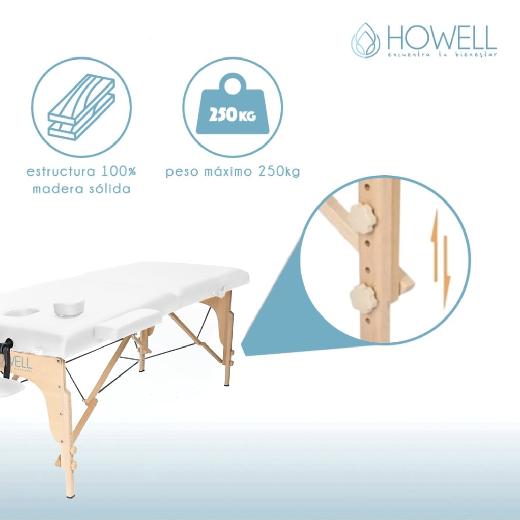 CAMILLA HOWELL MASAJES BLANCA PORTÁTIL PLEGABLE + BOLSO - 6