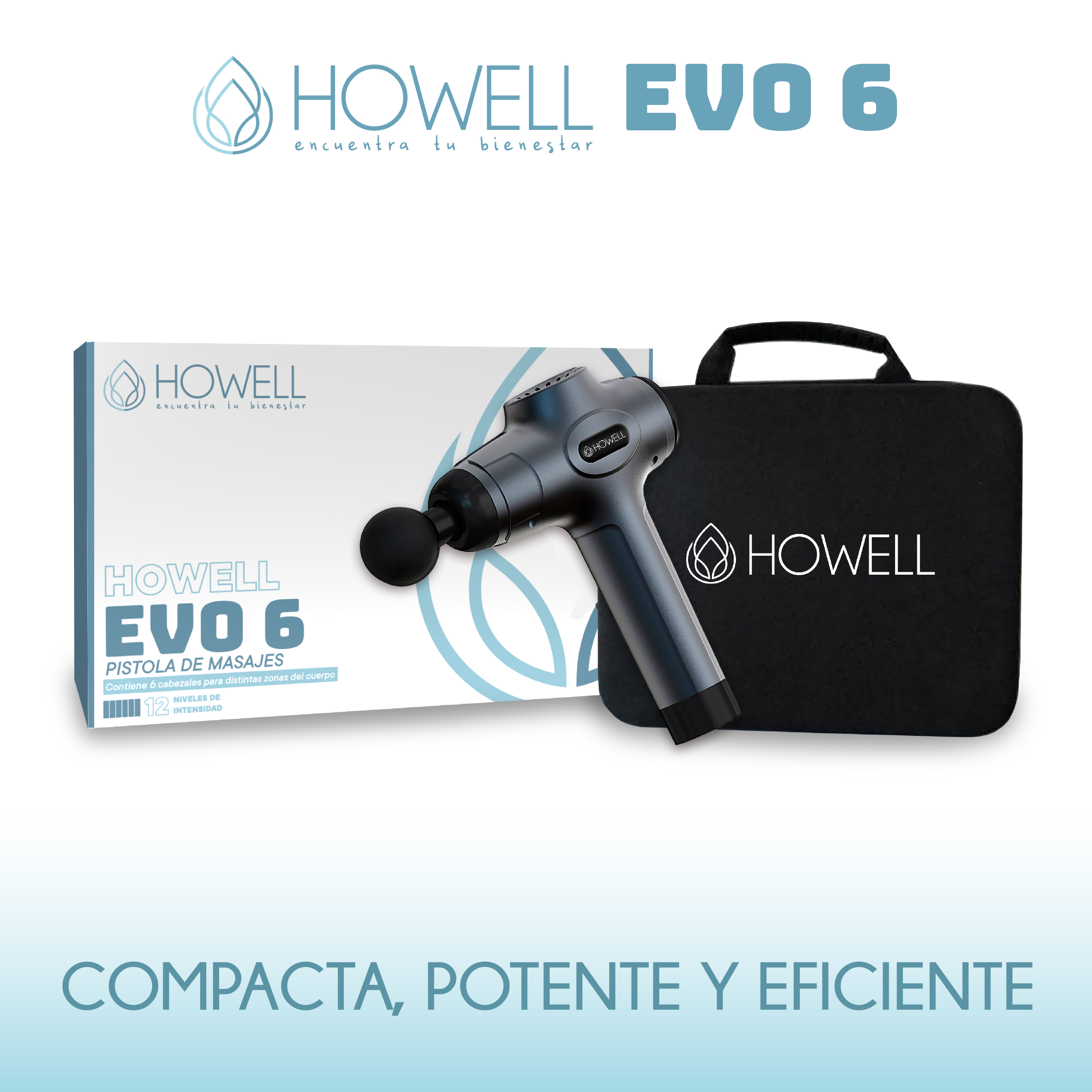 PISTOLA MASAJES HOWELL EVO 6 MASAJEADOR MUSCULAR PORTATIL - 8