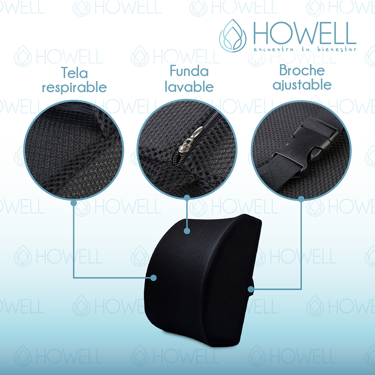 COJÍN HOWELL LUMBAR ORTOPÉDICO ESPALDA SOPORTE DORSAL - 5