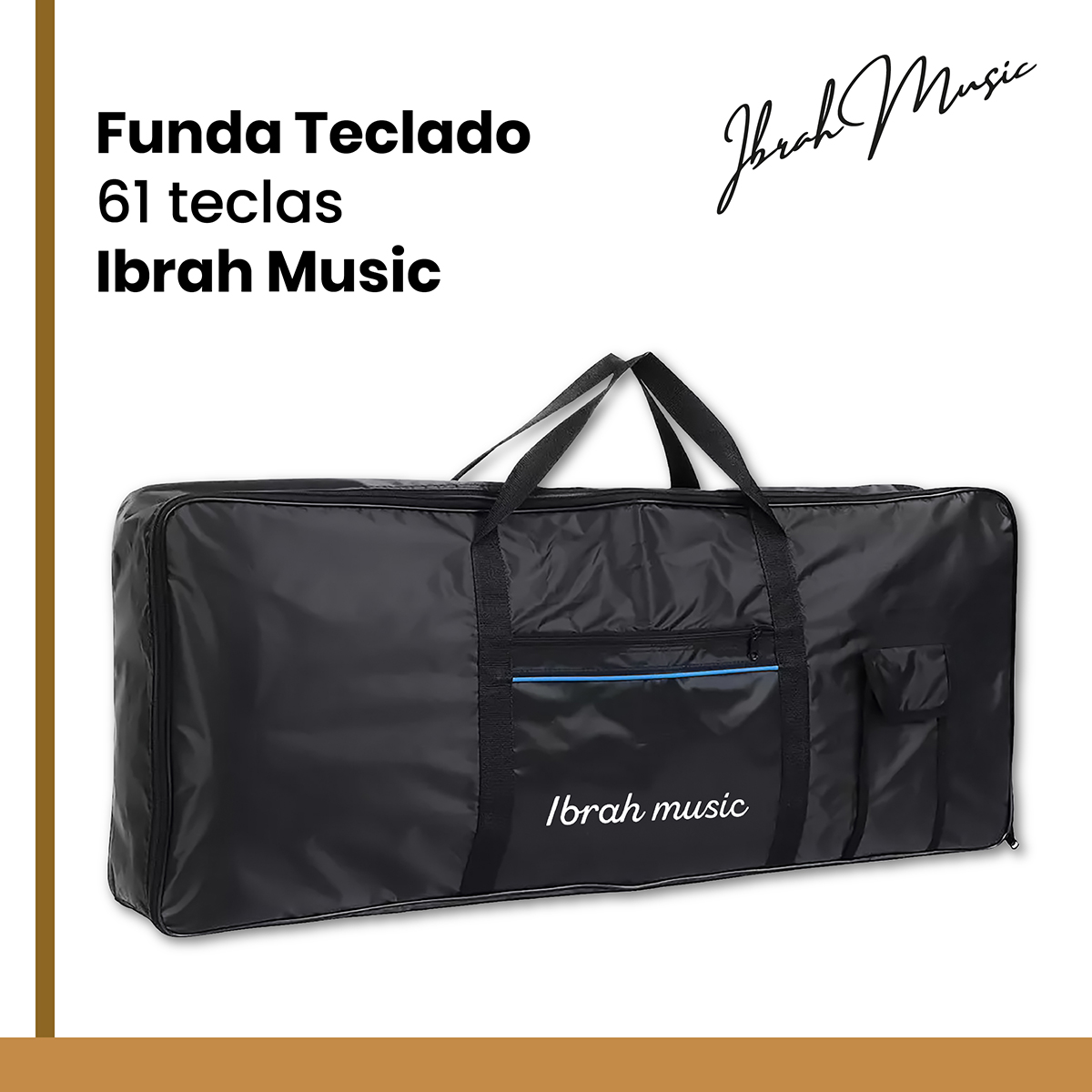 FUNDA IBRAH MUSIC TECLADO 61 TECLAS IMPERMEABLE ACOLCHONADO - 5