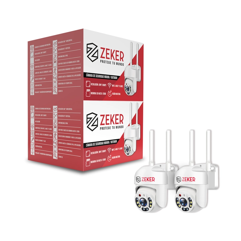 PACK X2 CAMARA DE SEGURIDAD WIFI IMPERMEABLE ZEKER 2MP 5G - 1