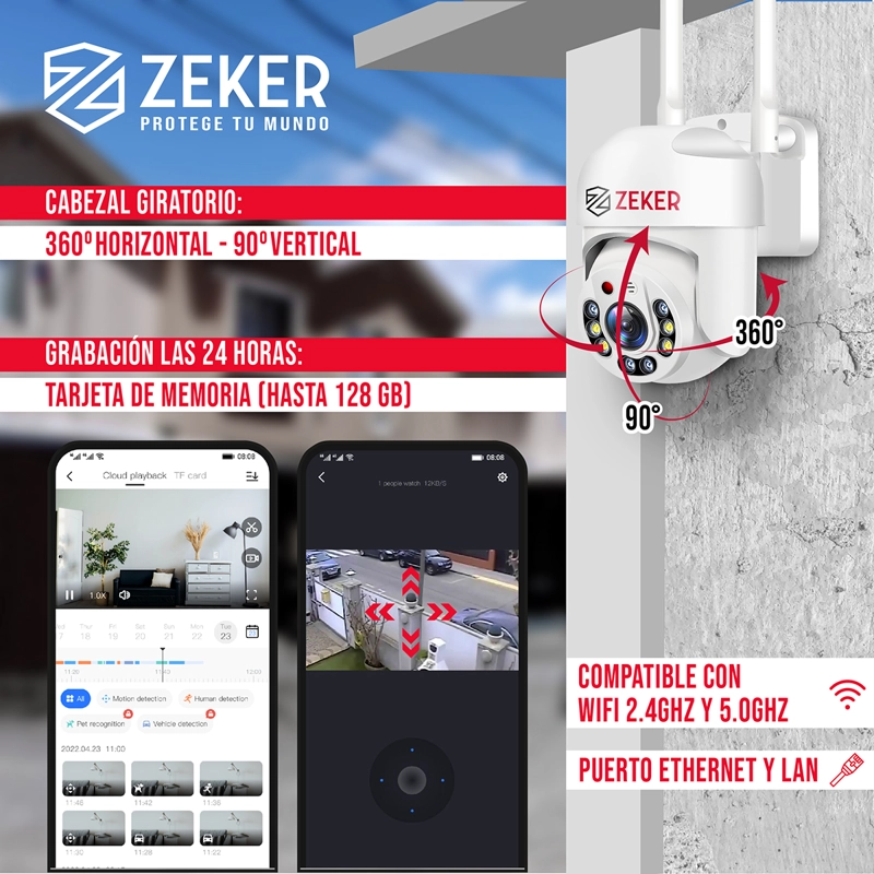 PACK X2 CAMARA DE SEGURIDAD WIFI IMPERMEABLE ZEKER 2MP 5G - 4