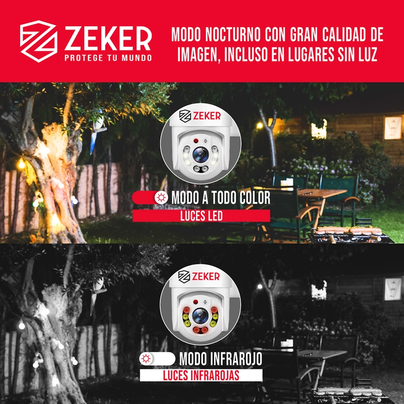 PACK X2 CAMARA DE SEGURIDAD WIFI IMPERMEABLE ZEKER 2MP 5G - 5