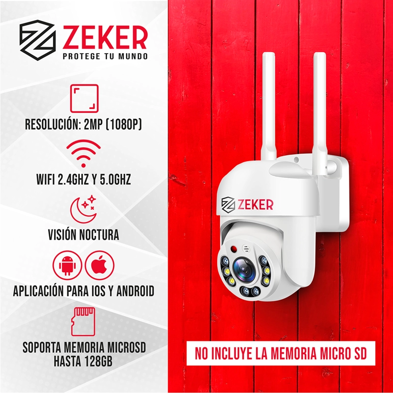 PACK X3 CAMARA DE SEGURIDAD WIFI IMPERMEABLE ZEKER 2MP 5G - 2