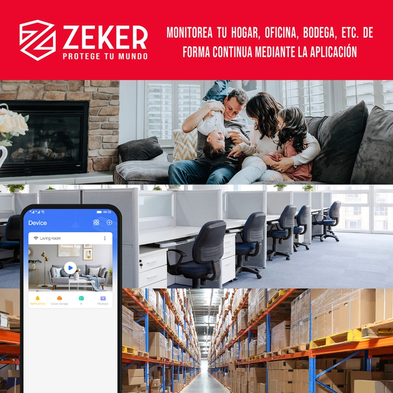 PACK X3 CAMARA DE SEGURIDAD WIFI IMPERMEABLE ZEKER 2MP 5G - 4