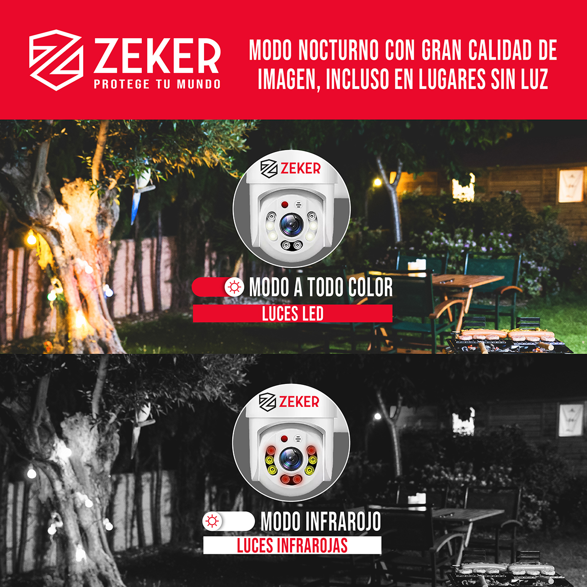 PACK X3 CAMARA DE SEGURIDAD WIFI IMPERMEABLE ZEKER 2MP 5G - 6